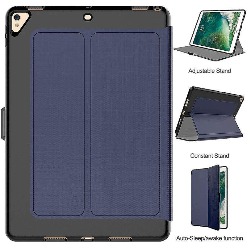 Два складных дизайна ТПУ+ ПК умный чехол с держателем для iPad Air 10,5 Pro 10,5 Магнитный чехол для планшета+ стилус - Цвет: Синий