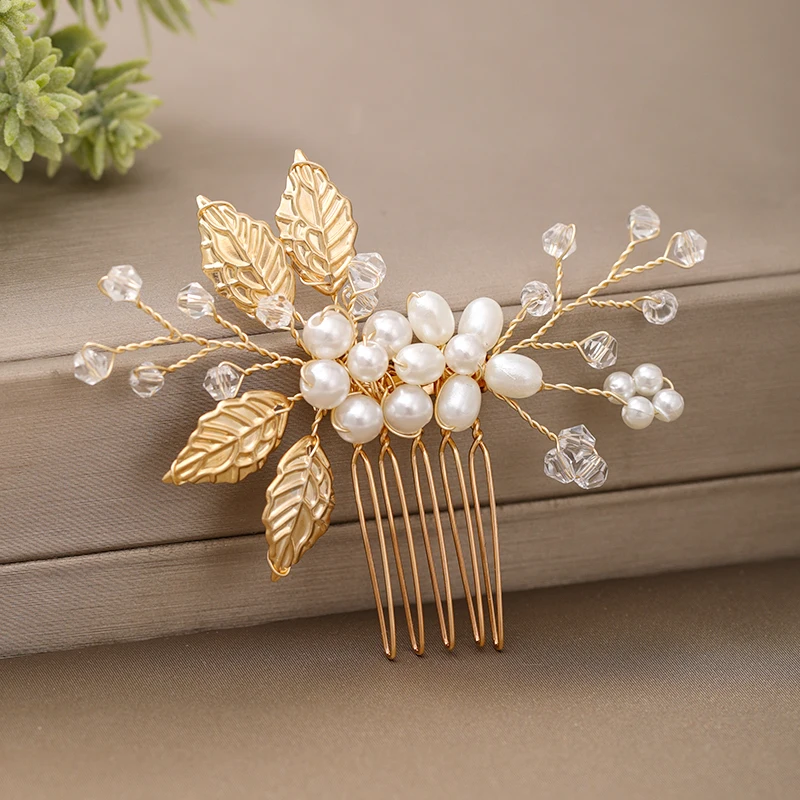 Perlmutt Haarkamm 2 teile/satz Frauen Accessoires Haarschmuck Braut Haarschmuck für Frauen Hochzeit Kopf Schmuck Dekoration – Detail 6