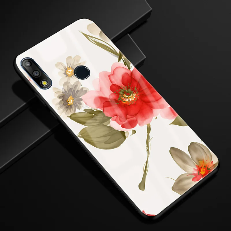 Для Asus Zenfone Max Pro M2 ZB631KL Чехол Жесткий PC стеклянный чехол для телефона черный TPU бампер чехол для Asus ZB631KL закаленное стекло - Цвет: 25