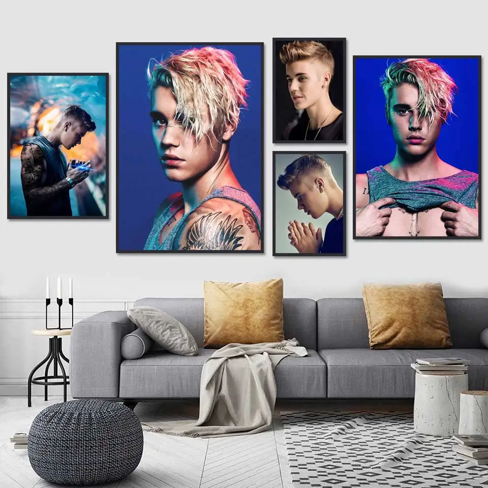 Justin-Bieber-Poster-Canvas-Custom-Poster-Singer-Music-Posters-Prints-Wall-Art-Art-Canvas-Bar-Cafe