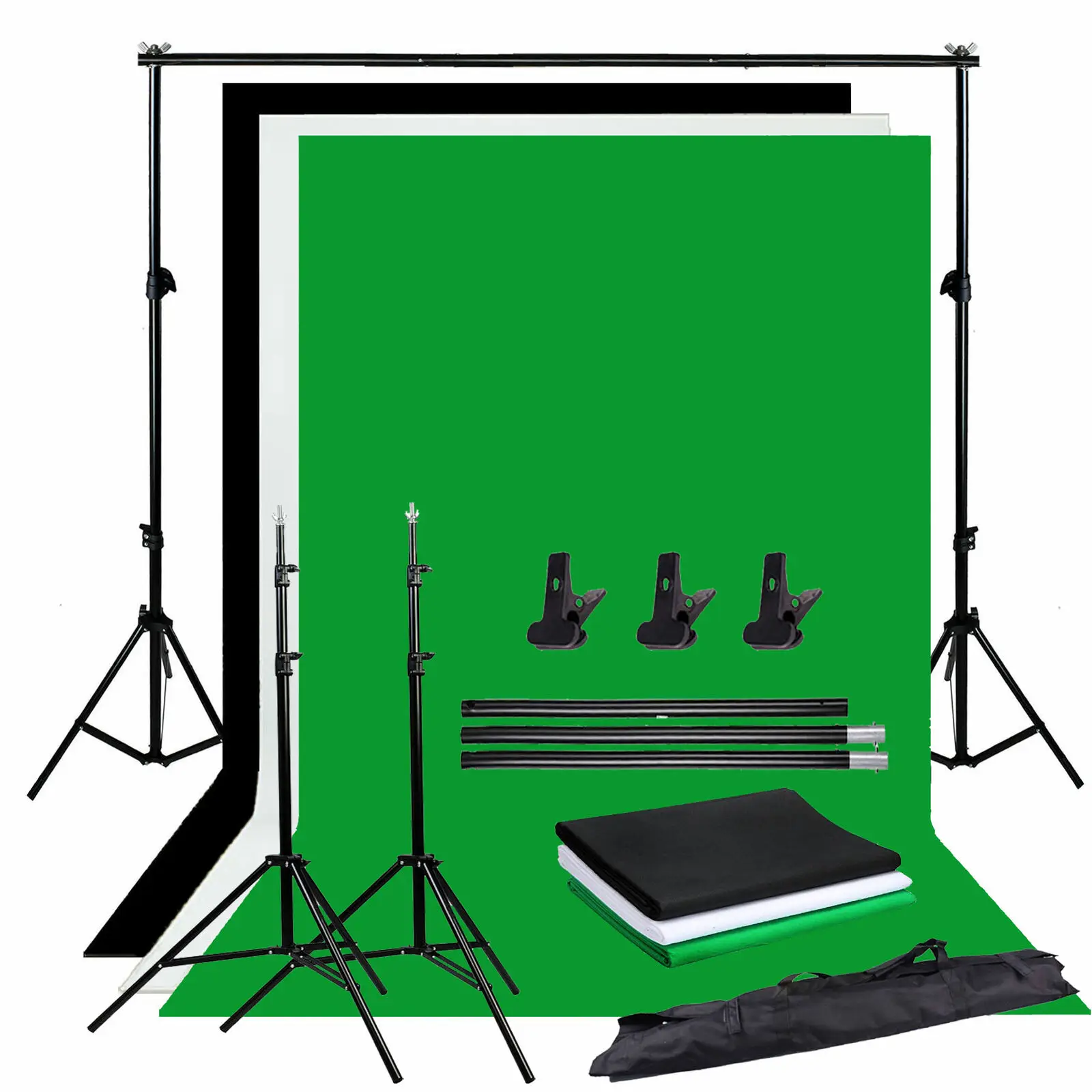ZUOCHEN фотостудия фон Chroma Key Черный Белый Зеленый экран Фон Стенд Комплект с 2 м
