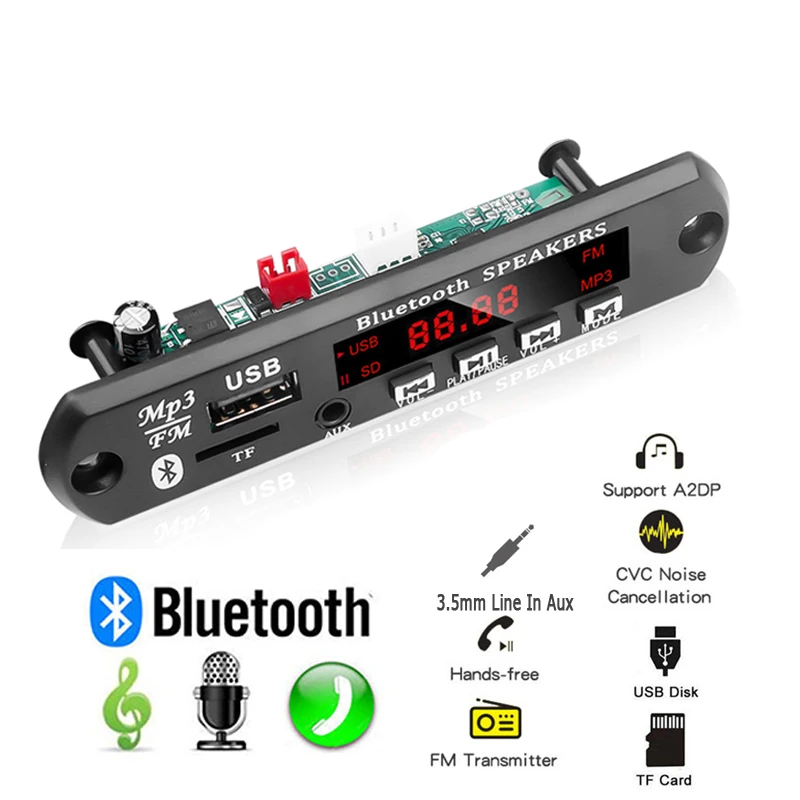 Беспроводная гарнитура Bluetooth 5 0 MP3 плеер декодер плата в 12 В WMA аудио приемник