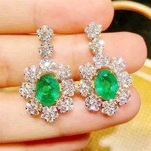 Натуральные Аутентичные изумрудные Роскошные серьги-капли,, серебро 925 пробы, 0.85ct* 2 шт, драгоценные камни, ювелирные украшения# R99102