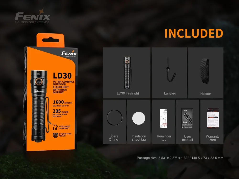 Fenix LD30 1600 люмен светодиодный тактический фонарь с 2 x ARB-L18-3500U 3500 mAh перезаряжаемая батарея