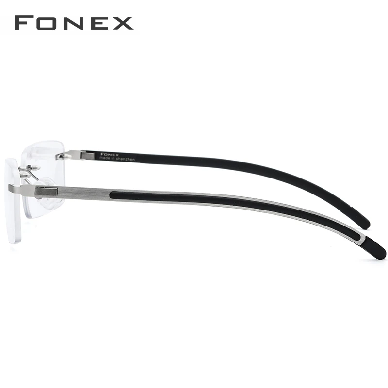 FONEX оптические очки без оправы из сплава, квадратные очки для близорукости, оправы для очков по рецепту, мужские, мужские очки без оправы, 985
