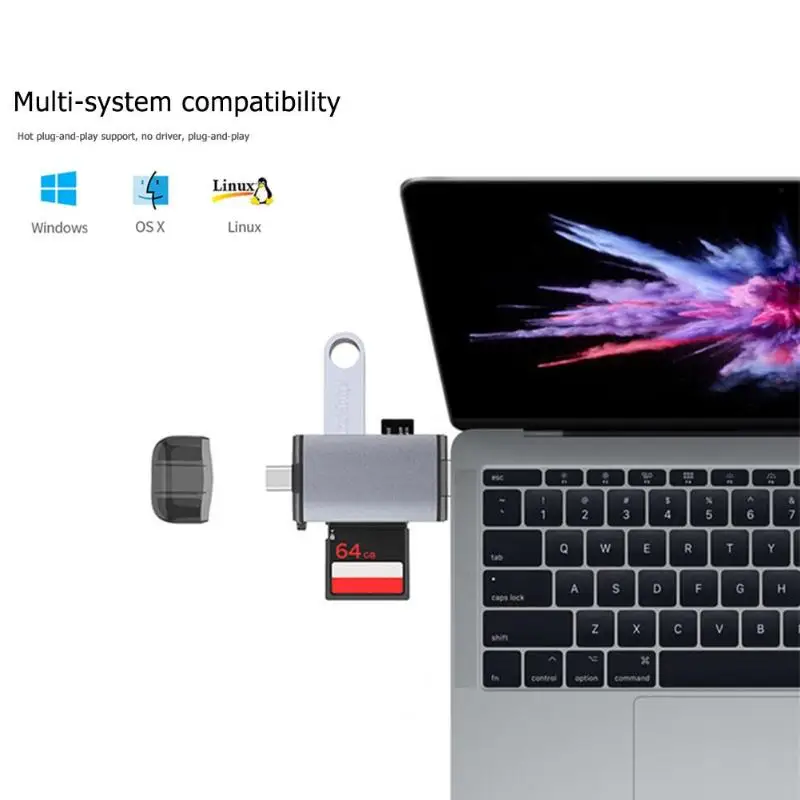 Горячая кард-ридер Классический Тонкий 6 в 1 OTG TF кард-ридер USB Micro usb type-C адаптер для компьютера телефона