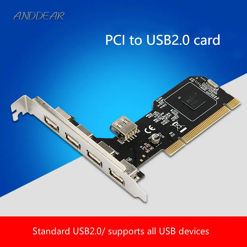 

Плата расширения ANDDEAR USB2.0 для настольного компьютера, PCI до 5 usb 2,0, адаптер, карта NEC, чип sata к usb, соединитель жгута, партия