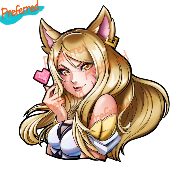 

League of Legends KDA Ahri The Nine-Tailed Foxs LOL Cartoon Graphics Decal Motocross Racing Laptop Helmet Trunk Car Sticker