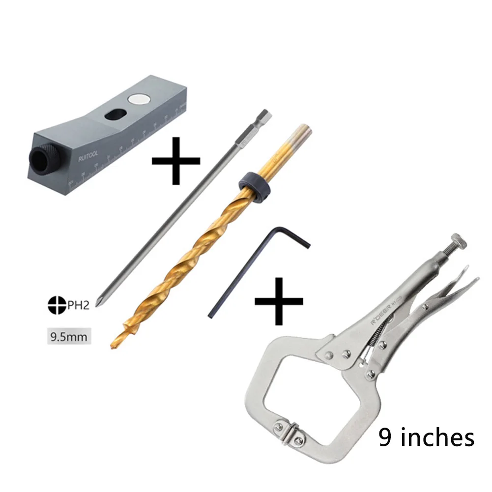 

Drill Bit Locator Magnetic Non-Slip Aluminum Alloy Carpentry Home Tools Hand Woodworking Pocket Hole Jig Kit DIY Oblique