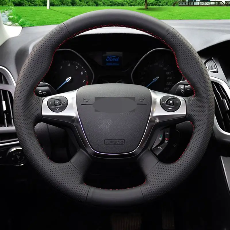 Чехол на руль сшитый вручную для Ford KUGA Escape 2013 2016 Focus 3 2012 2014|Чехлы руль| |