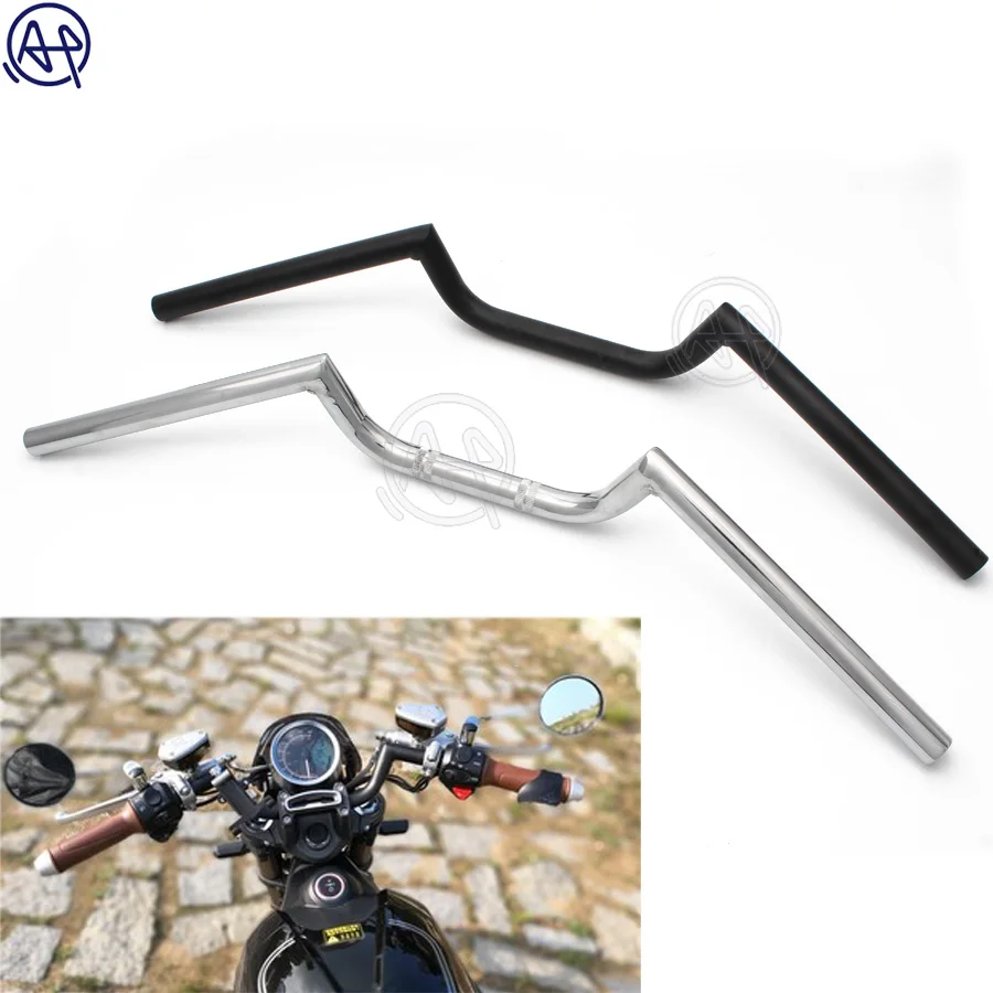 Grips Chrome Handlebar 22mm Cruiser Chopper Vintage Style riser Bar Bicycle