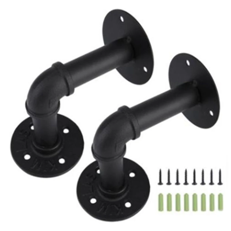 

Pipe Shelf Bracket,Wall Mounted Floating Shelf Bracket, Steam Punk Decor Hanging Wall Metal Bracket, Heavy Duty Decorative Rus