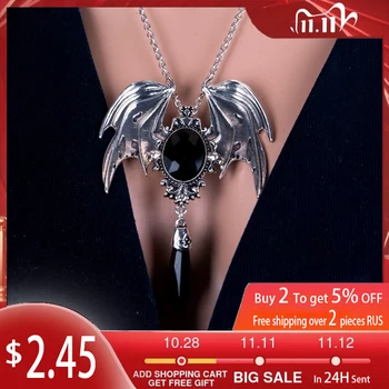 

New Trendy Animal Bat Pendant Necklace Women's Necklace Bohemian Crystal Inlaid Necklace Pendant Accessories Party Jewelry