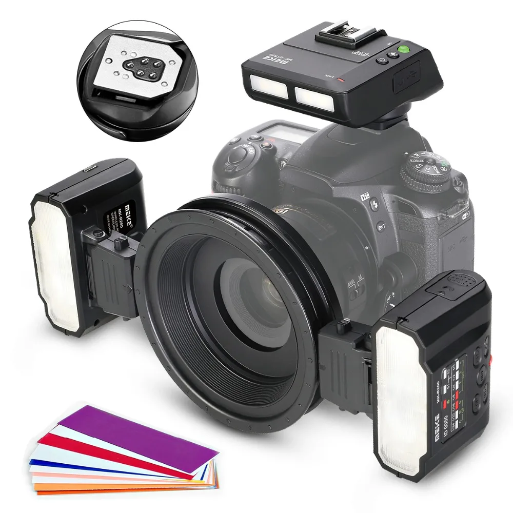 Вспышка Meike MK-MT24 Macro Twin Lite для Canon DSLR Camera 1100D 1200D 70D 60D 760D 750D 700D 650D 600D 550D 6D 7D |