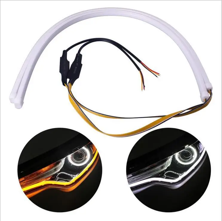 

Car LED Tears in Their Eyes Light dao guang tiao White And Yellow Double Color Soft Lamp Light Guide Daytime Running Light Belt