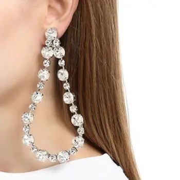 

Exaggerated CZ Water Drop Crystal Hanging Dangle Earrings For Women Female Bohemian Luxury Rhinestone Wedding Party Ear Jewelry