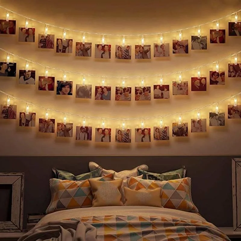 Photo Clip Led String Lights Picture Hanging Fairy Lighting Garland Room Decor Home Garden String Lights Fairy Lights