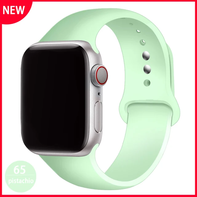 Silicone Strap For Apple Watch Band 42mm 45mm 38mm 44mm 40mm Smartwatch Rubber Sports Watchband Bracelet iWatch series 7 6se 5 4 65 pistachio