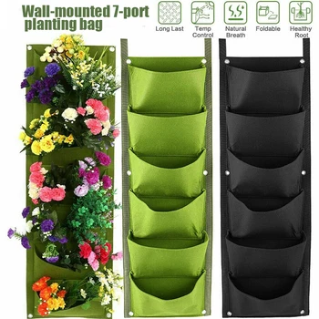 

7 Pocket Vertical Growing Planting Bag Wall Hanging Pocket Pot Garden Planter Planting Bag XHC88