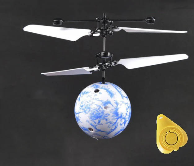 Мини-Дрон, Радиоуправляемый вертолет, летающий шар, летающий игрушечный шар, сверкающий светодиодный Квадрокоптер, Дрон, Летающий вертолет, детские игрушки - Цвет: Sky blue with switch