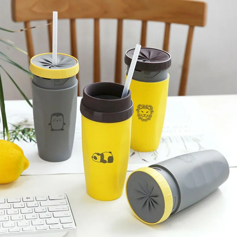 Портативная чашка для воды с рисунком из мультфильма со съемной соломинкой дизайн без крышки спиральная чашка герметичная термоизоляционная чашка