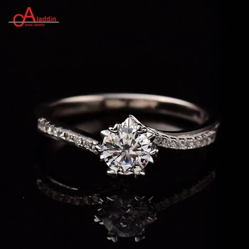 

Snowflake 925 Sterling Silver moissanite Ring 1ct 2ct 3ct Round Brilliant Cut Engagement Anniversary Women's Ring Fine Jewelry