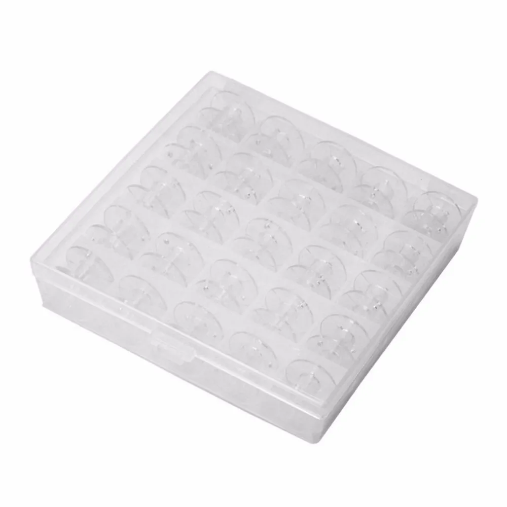 

Transparent Clear Storage Empty Box 25 Grids Sewing Machine Thread Organizer with 25 Bobbins Tools