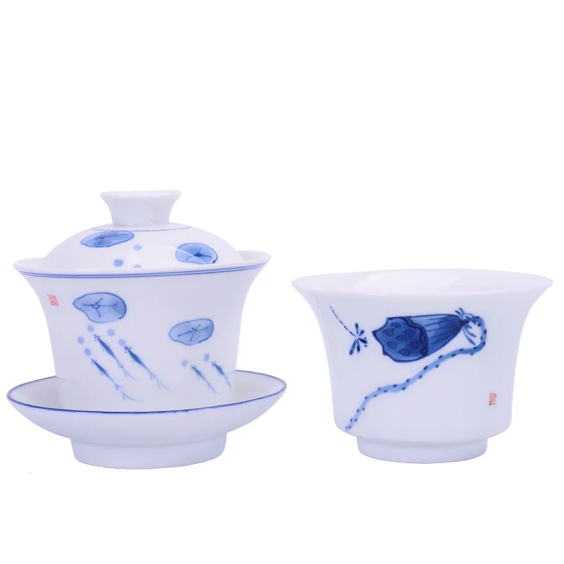Китайский керамический чайный набор Gaiwan с ручной росписью, чайная тарелка 180 мл, чайная чаша, креативный чайный набор с чашкой и блюдцем, чайная чашка Цзиндэчжэнь