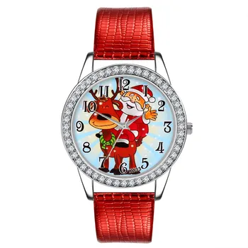 

Christmas Gift Printed Dial Belt Inlaid With Diamond Digital Scale Watch Bracelet for Women's Watches Fashion Ladies Watch