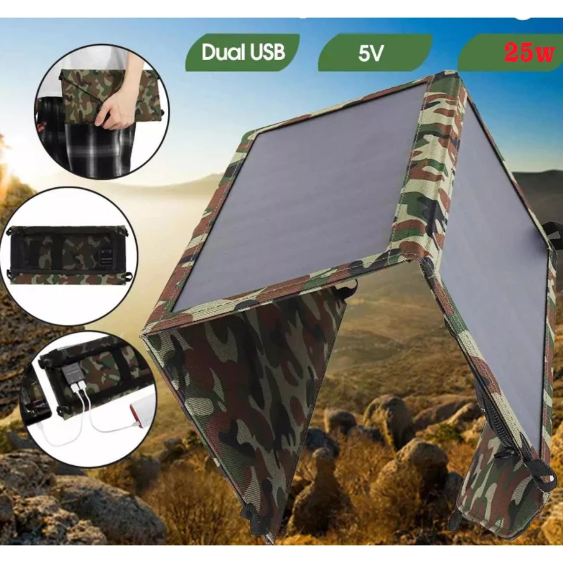 

Folding 25W Solar Cells Charger 5V 1.5A USB Output Devices Portable Panels for Smartphones Outdoor Adventure