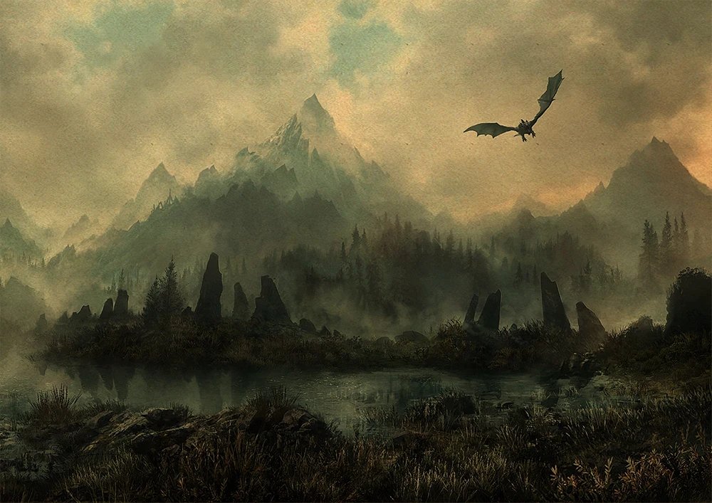 Старый свиток V Skyrim Классическая игра крафт-бумага плакат стикер стены Бар Кафе гостиная столовая украшение стикер стены - Цвет: 16