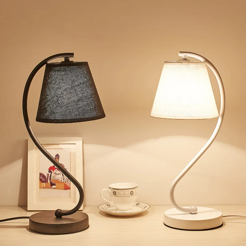 

Concise Eyeshield Led Desk Lamp Bedroom Bedside To Work In An Office Originality Personality Arts Iron Cloth Cover Desk Lamp