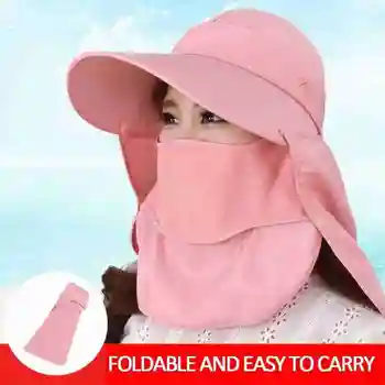 

New Summer Women Sun Hat Fishing Cap Outdoor Cap Hiking Hat Camping Visor Hat Protection Face Neck Cover Sun UV Protect Caps