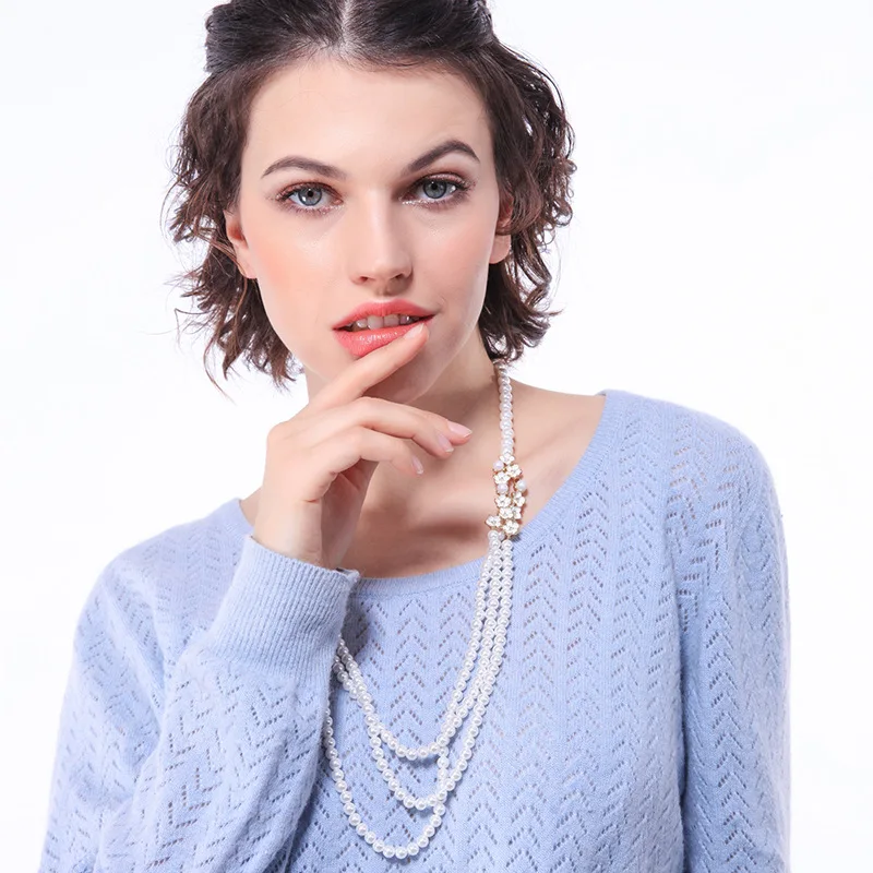 

Fringed fashion long pearl necklace women's preferred high quality pearl necklace