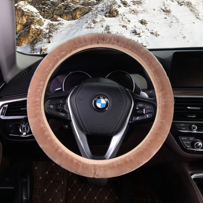 

Three Piece Winter Wool Automobile Steering Wheel Cover Short Wool Three Piece Set Plush Handle Cover Automobile Steering Cover