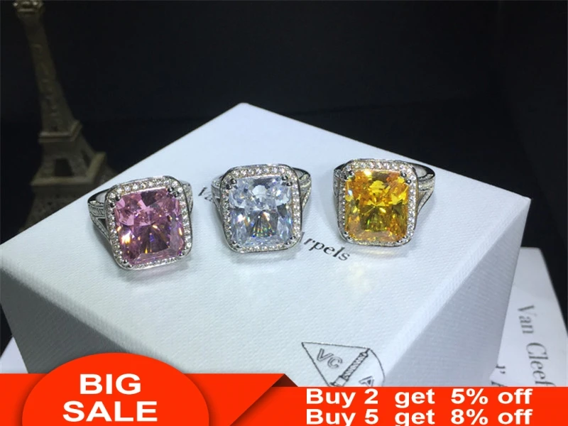 Роскошные кольца для женщин серебряного цвета с подушками 8ct AAAAA cz женские обручальные кольца Свадебные обручальные украшения