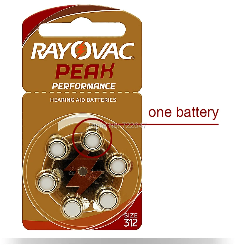60 шт Rayovac пиковые батареи слухового аппарата 312 a312 p312 pr41 UK цинковая воздушная батарея 1,45 V для RIC приемник в канале слуховые аппараты