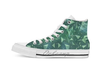 

Green space map breathable Casual High Top lace-up Canvas shoes sneakers Drop shipping