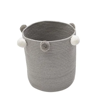 

ELEG-Cotton Woven Clothes Storage Basket Kid Toys Stockpile Basket For Large Foldable Dirty Clothes Toys And Art Organizer Holde