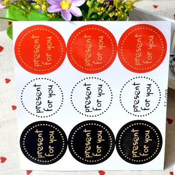 

90pcs/pack Present For You Red, White And Black Adhesive Baking Gift Sealing Stickers