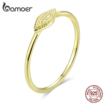

bamoer GXR629 925 Sterling Silver Rings Golden Evil's Eyes Guardian Ring Multi-size for Women Silver Jewelry Retro Vintage Gift