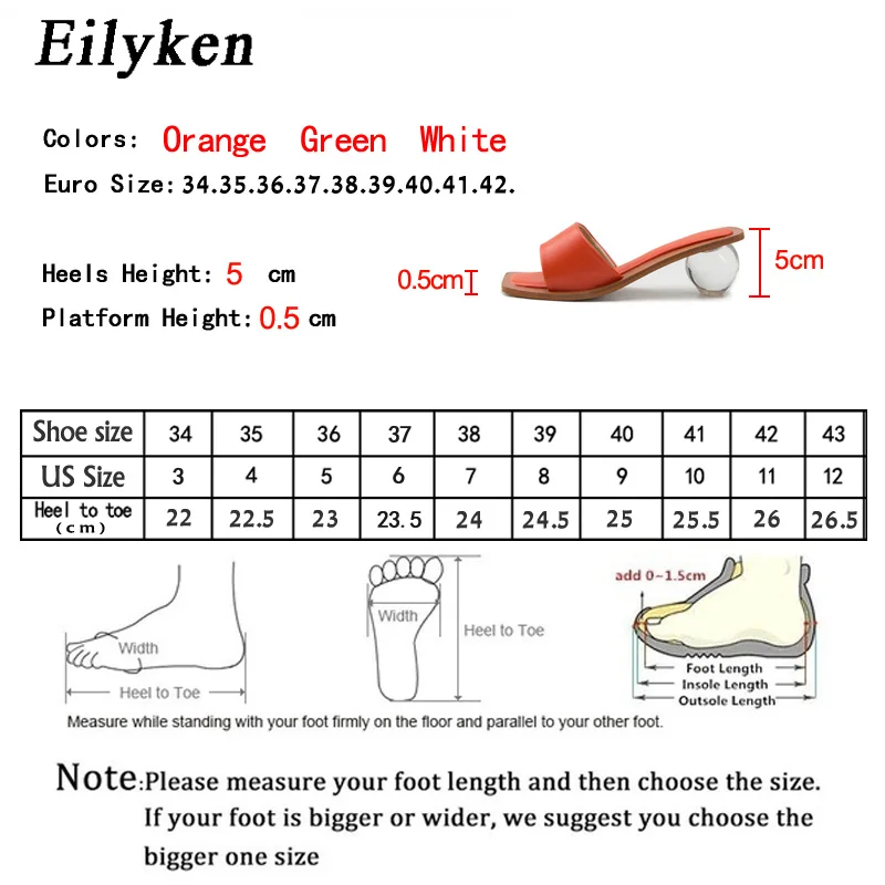 Eilyken Size 34-43 Clear Crystal Round Ball Heels Slippers Women Summer Beach Peep Toe Slides Shoes Woman Flip Flops Sandals