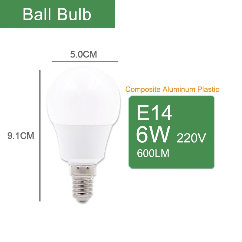 Kaguyahime светодиодный E14 лампочка 220 в 7 Вт 9 Вт 12 Вт Свеча Лампа светильник Золотой Серебряный алюминиевый светильник для хрустальной люстры лампа ампула - Испускаемый цвет: E14 6W Bulb