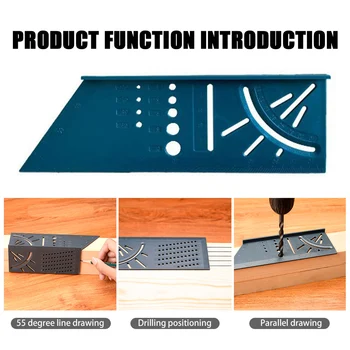 

1pc Durable Wood Working Ruler 45 Degree and 90 Degree 3D Mitre Angle Measuring Gauge Square Size Measure Tool for School Office