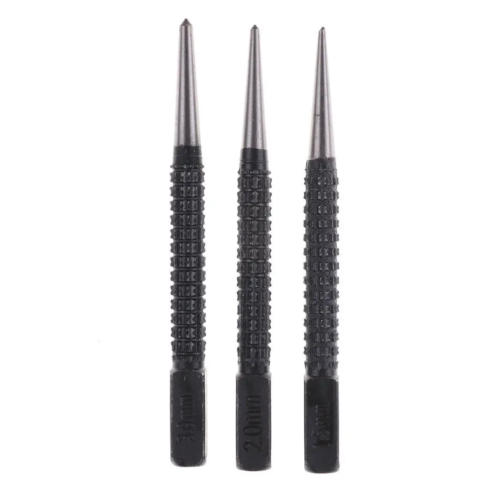 Huilier 3 Pcs 3/32 Heavy Duty Centre Punch Steel Metal Spring Loaded Marking Hole Tool 
