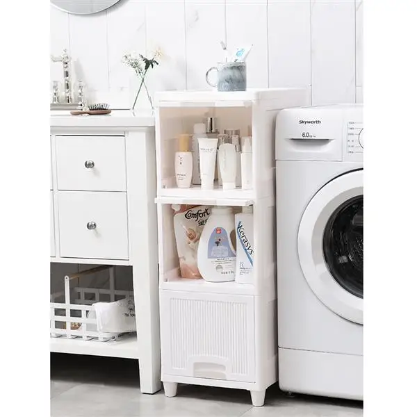 

3-Tire Storage Cabinet with 2 Drawers Organizer Unit for Bathroom Bedroom Dustproof Rolling Storage Box Home Storage Organizer
