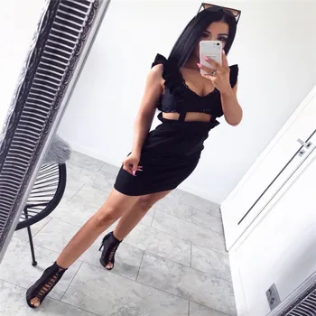 

Hirigin Autumn Women Sexy Solid Fashion Skirt Summer Plain Dress Party Short Mini Bib Dress