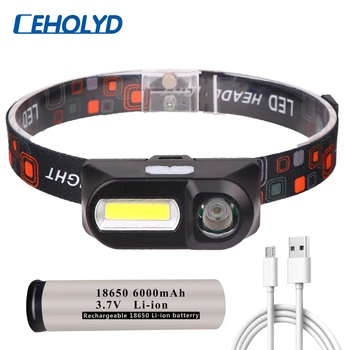 BIG DISCOUNT ❤️ Mini COB LED Headlight Headlamp Head Lamp Flashlight USB Rechargeable 18650 Torch Camping Hiking Night Fishing Light - discount item 40% OFF Lights & Lighting