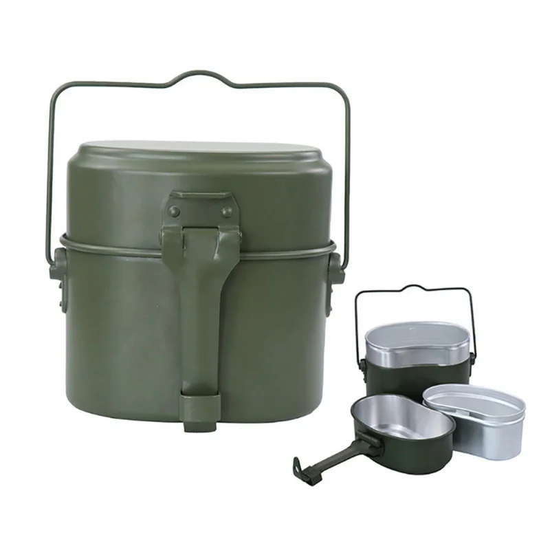 

Practical Military Green 3pcs In 1 Camping Cookware Cook Set Hiking Survival Lunch Boxes Pot/Bowl Kit
