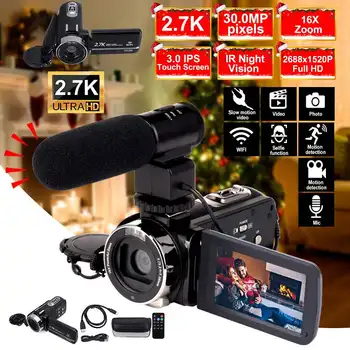 

2.7K Camcorder Video Camera Wifi IR Night Vision 30MP 3.0 Inch LCD HD Screen Time-lapse Photography Camera 16X Digital Zoom